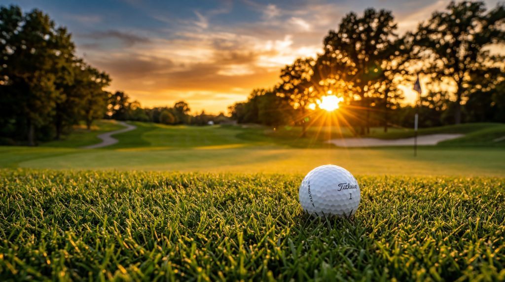 봄 골프 코스 황금빛 일몰